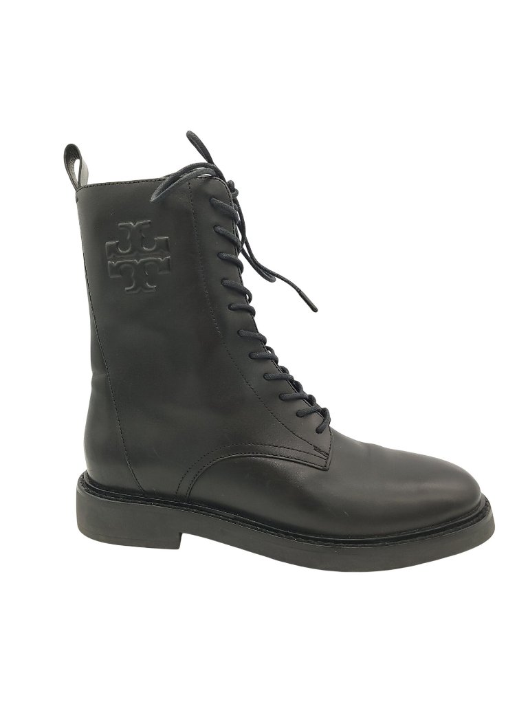 New Tory Burch Combat Boots Leather Luxury Designer Double T Logo Y2k Womens 10